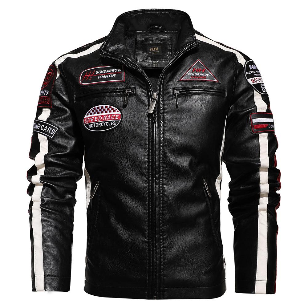 Racing Pilot Style Motorcycle Leather Jacket - view 3