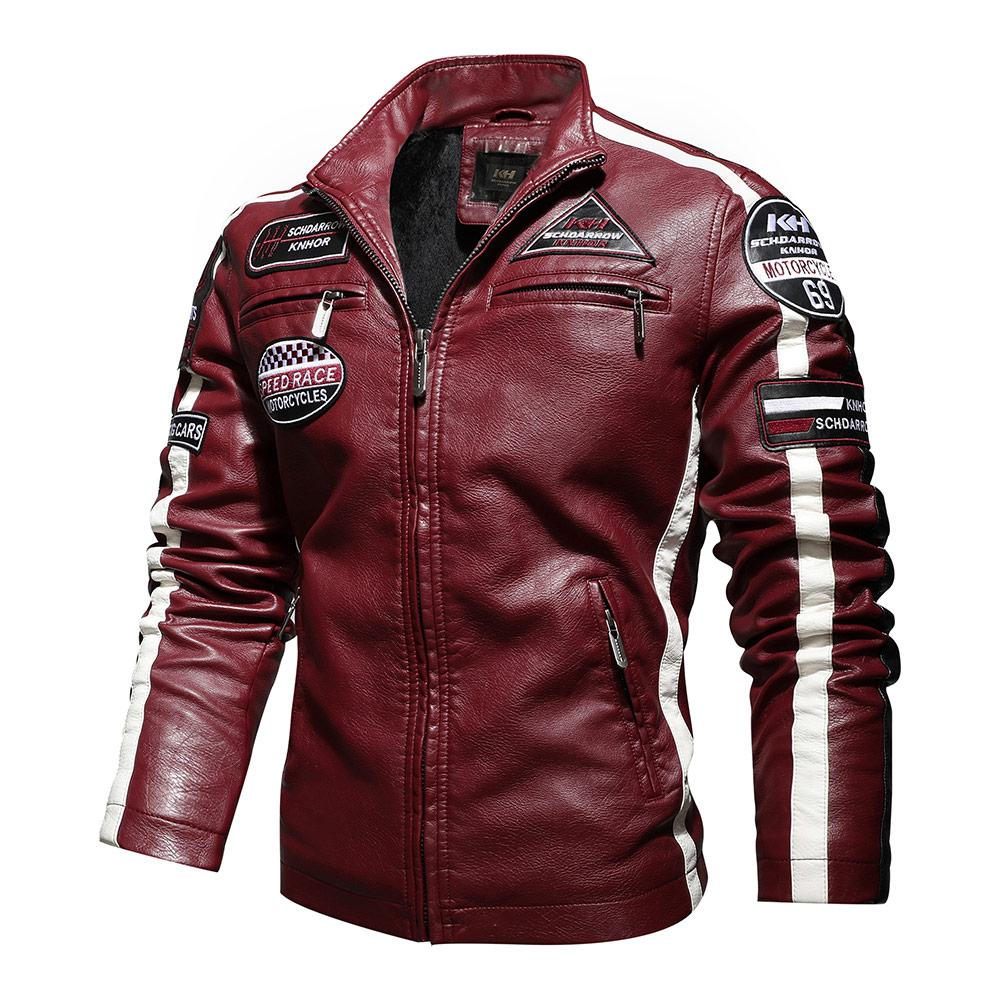 Racing Pilot Style Motorcycle Leather Jacket - view 4