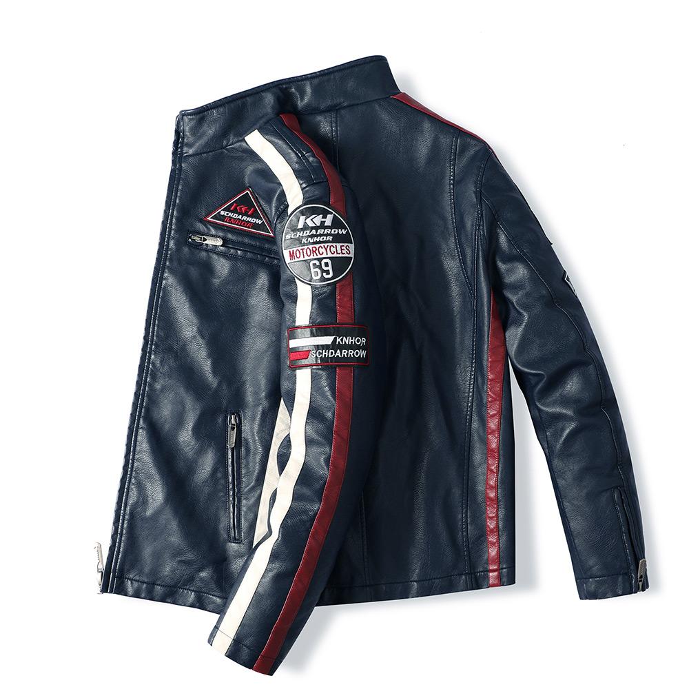 Racing Pilot Style Motorcycle Leather Jacket - view 9