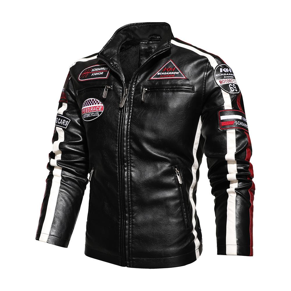 Racing Pilot Style Motorcycle Leather Jacket - view 6