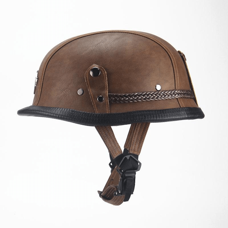 German Leather Half Helmet - Vintage Brown - view 2