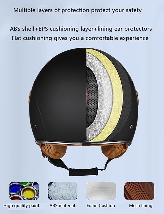RetroRide Smart Bluetooth Open-Face Motorcycle Helmet with Dual Sun Visors - view 5