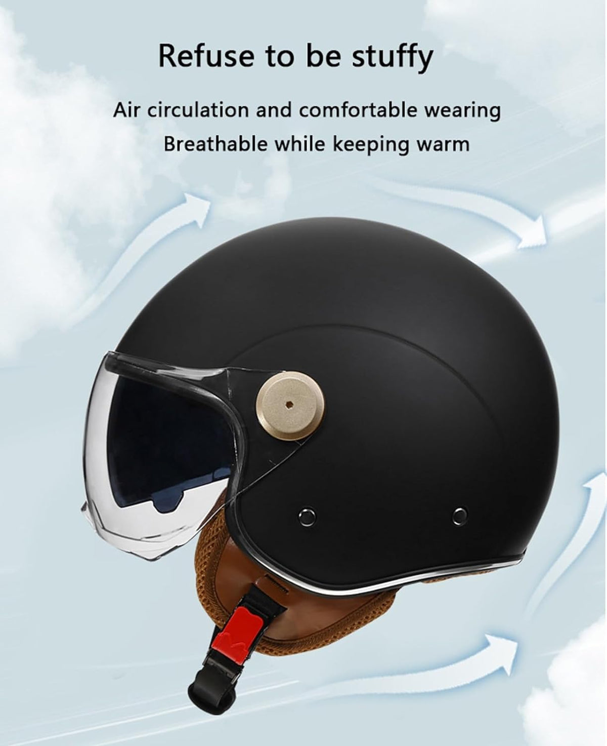 RetroRide Smart Bluetooth Open-Face Motorcycle Helmet with Dual Sun Visors - view 2