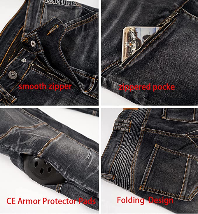 Motorcycle Riding Jeans Kevlar Motorbike Racing Pants with Removable Armored - view 10