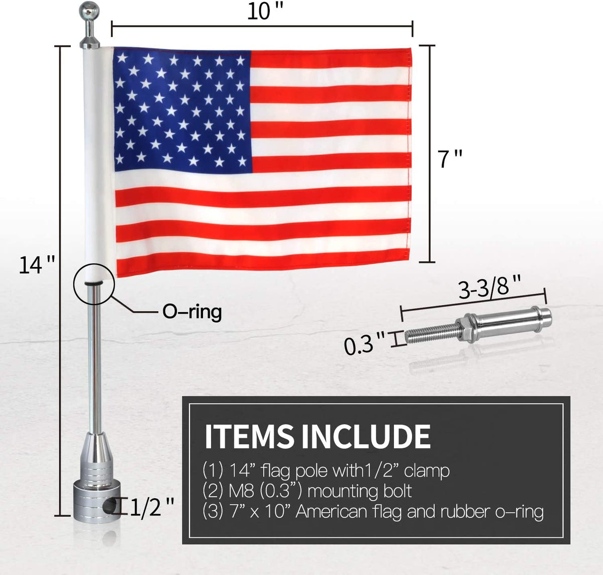 Motorcycle Flagpole Mount - American Flag - view 5