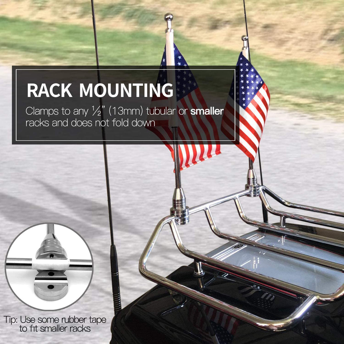 Motorcycle Flagpole Mount - American Flag - view 3