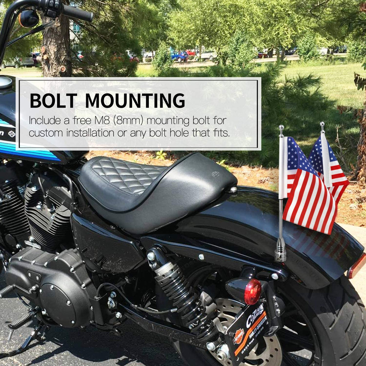 Motorcycle Flagpole Mount - American Flag - view 7