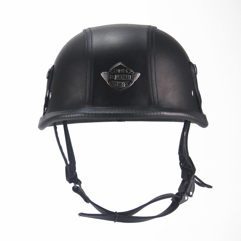 German Leather Half Helmet - Vintage Black - view 3
