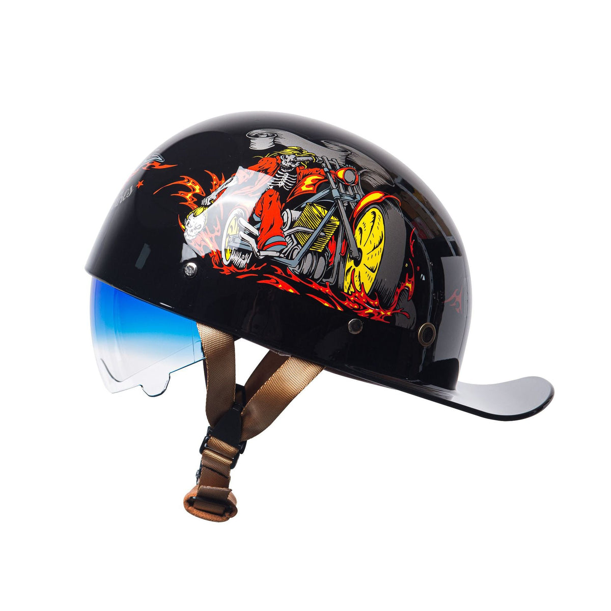 Baseball Motorcycle Helmet Built-in Visor - view 6