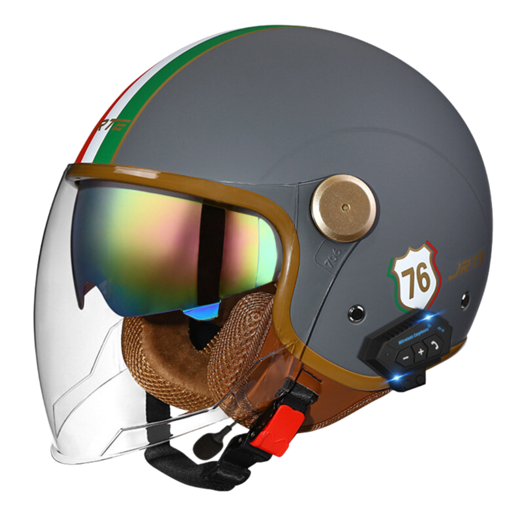 RetroRide Smart Bluetooth Open-Face Motorcycle Helmet with Dual Sun Visors - view 10