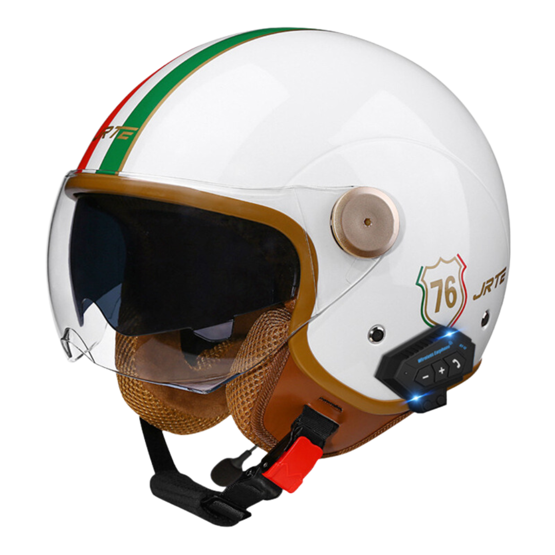 RetroRide Smart Bluetooth Open-Face Motorcycle Helmet with Dual Sun Visors - view 15