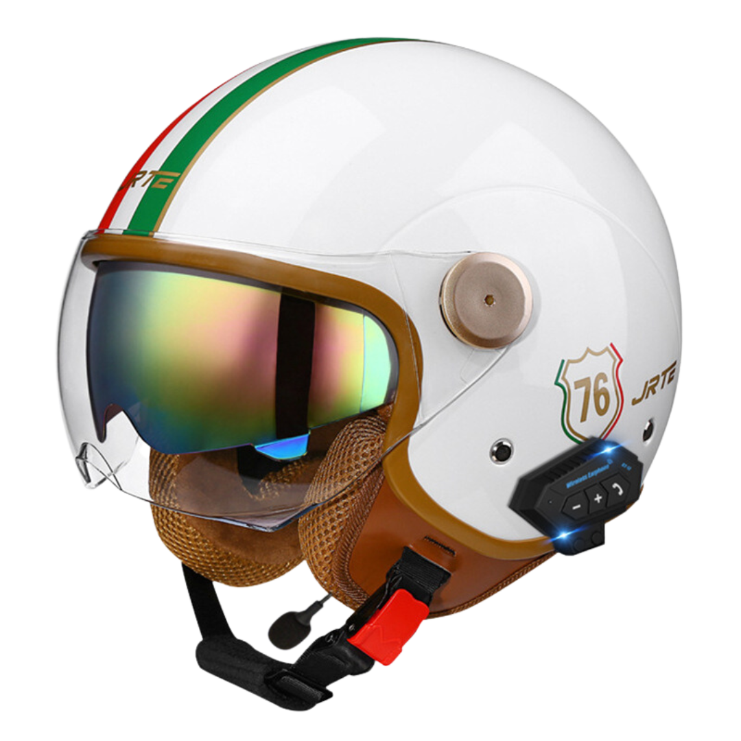 RetroRide Smart Bluetooth Open-Face Motorcycle Helmet with Dual Sun Visors - view 16