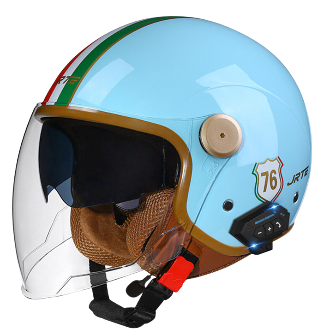 RetroRide Smart Bluetooth Open-Face Motorcycle Helmet with Dual Sun Visors - view 17