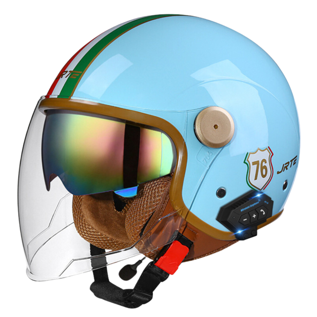 RetroRide Smart Bluetooth Open-Face Motorcycle Helmet with Dual Sun Visors - view 18