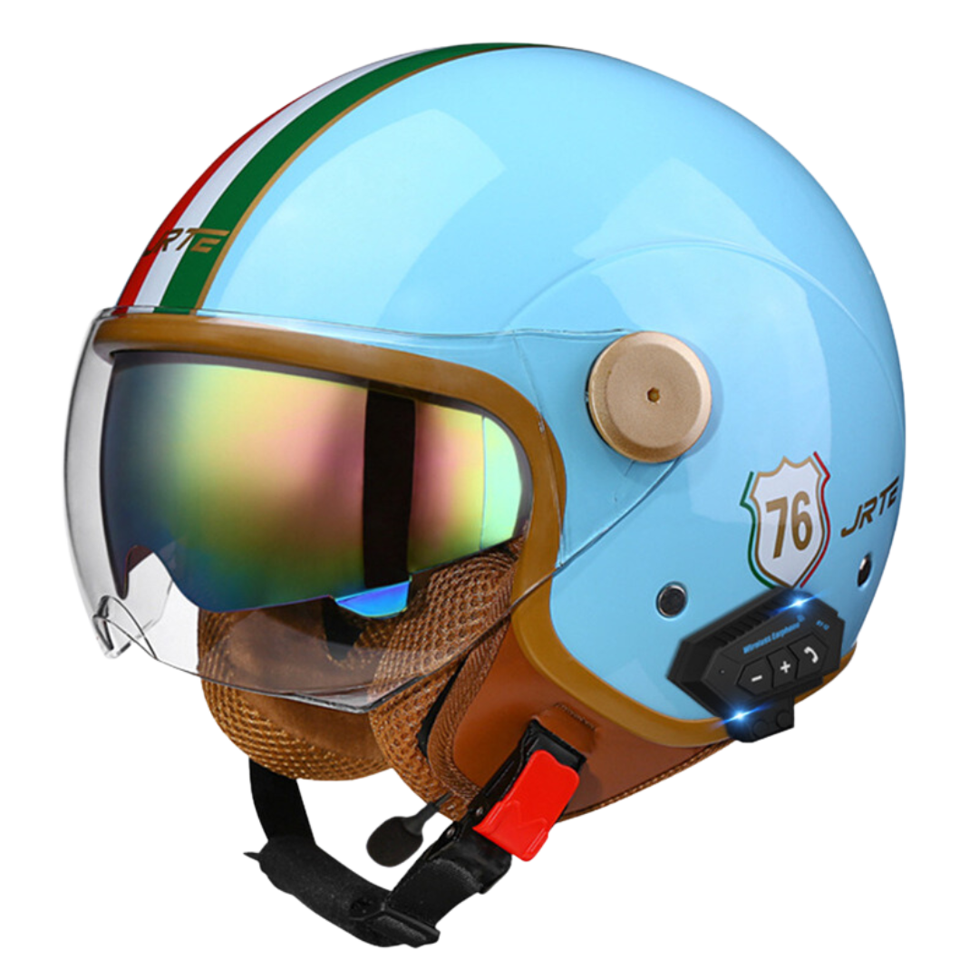 RetroRide Smart Bluetooth Open-Face Motorcycle Helmet with Dual Sun Visors - view 20