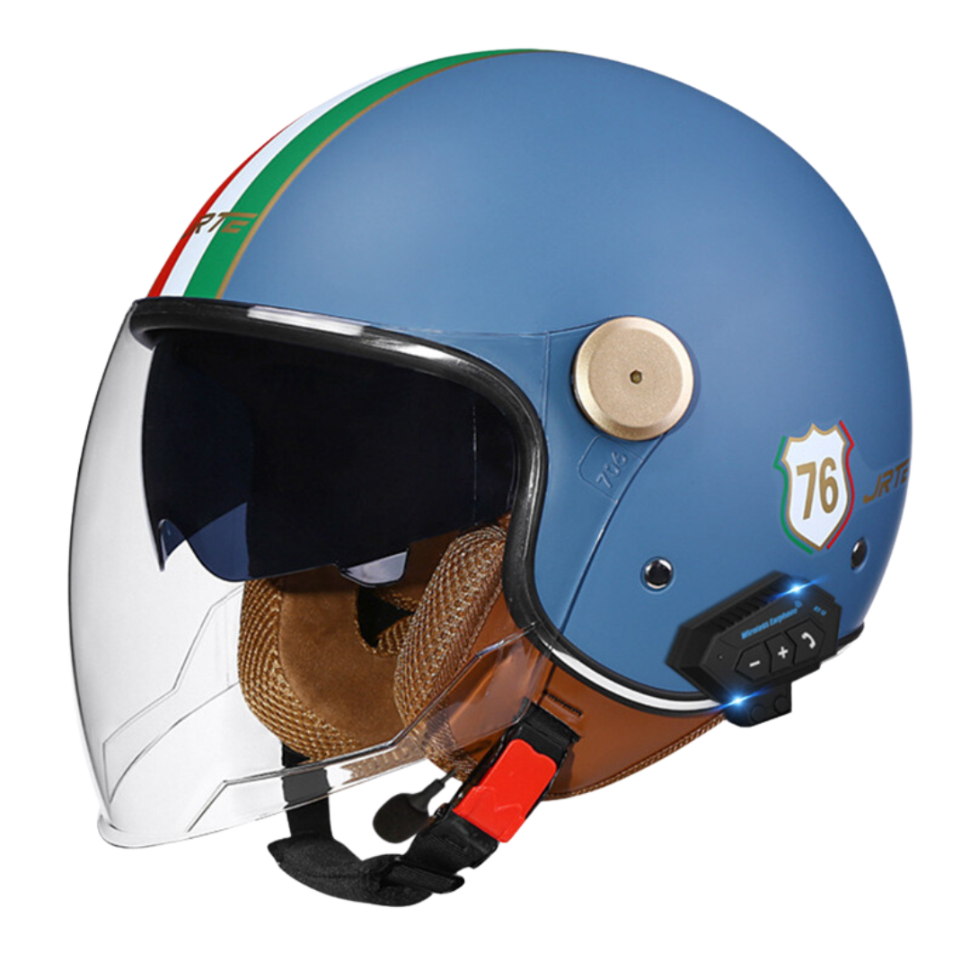 RetroRide Smart Bluetooth Open-Face Motorcycle Helmet with Dual Sun Visors - view 21