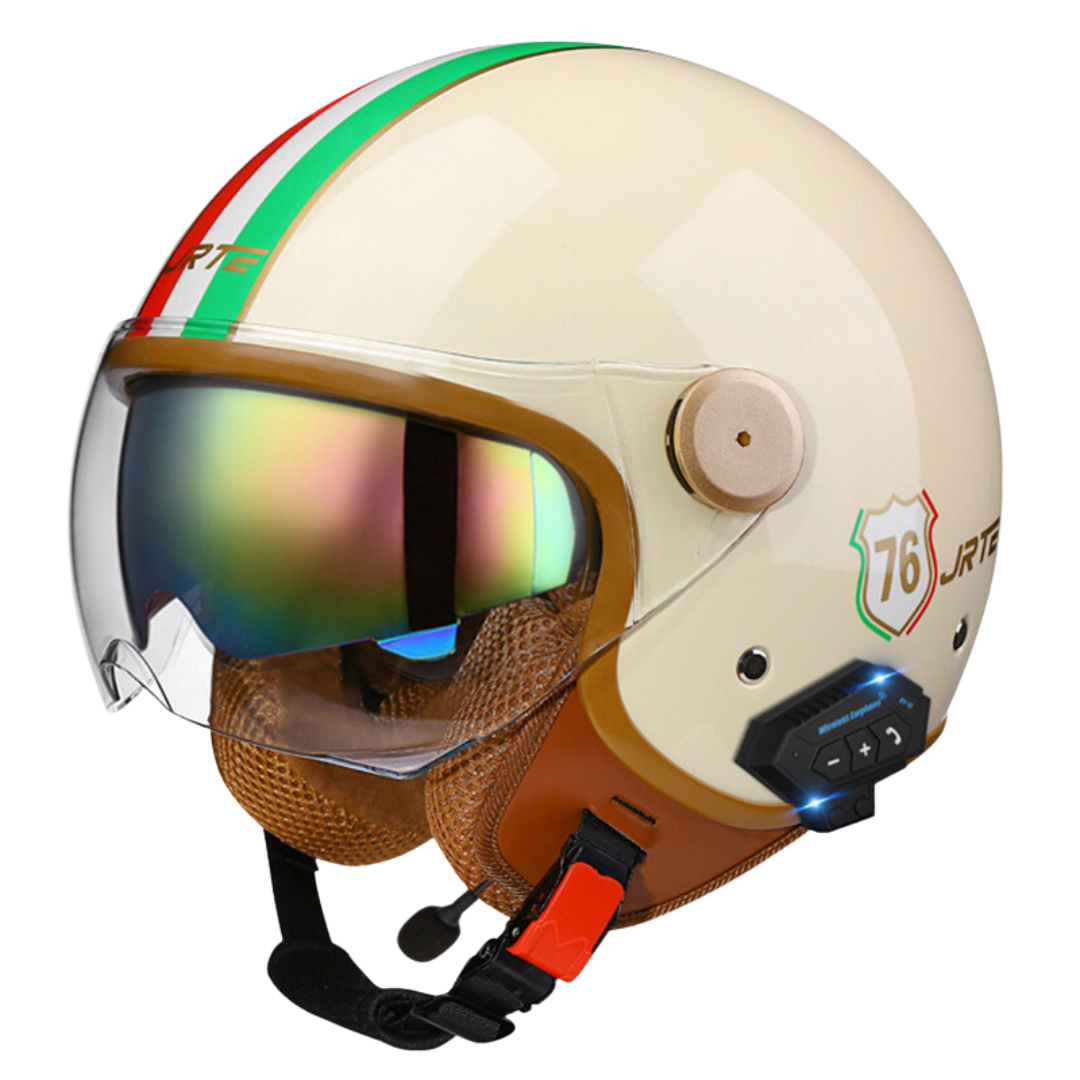RetroRide Smart Bluetooth Open-Face Motorcycle Helmet with Dual Sun Visors - view 28