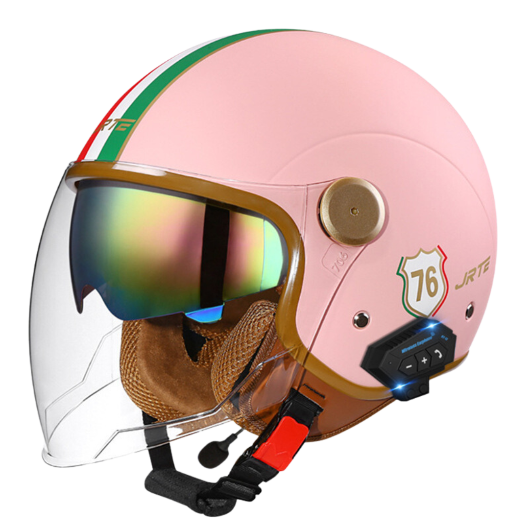 RetroRide Smart Bluetooth Open-Face Motorcycle Helmet with Dual Sun Visors - view 29