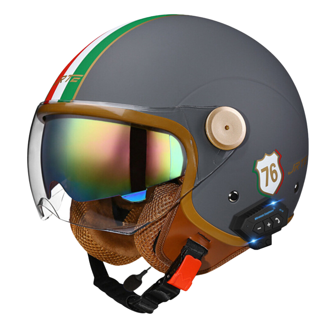 RetroRide Smart Bluetooth Open-Face Motorcycle Helmet with Dual Sun Visors - view 11