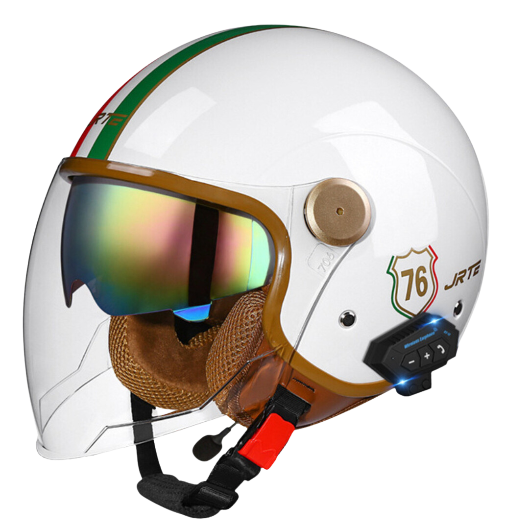 RetroRide Smart Bluetooth Open-Face Motorcycle Helmet with Dual Sun Visors - view 14