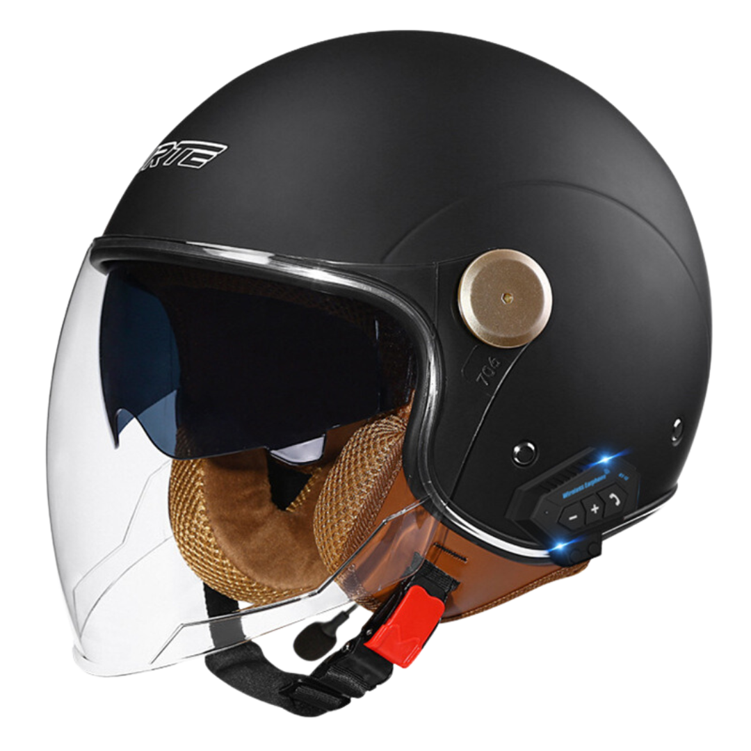RetroRide Smart Bluetooth Open-Face Motorcycle Helmet with Dual Sun Visors - view 7