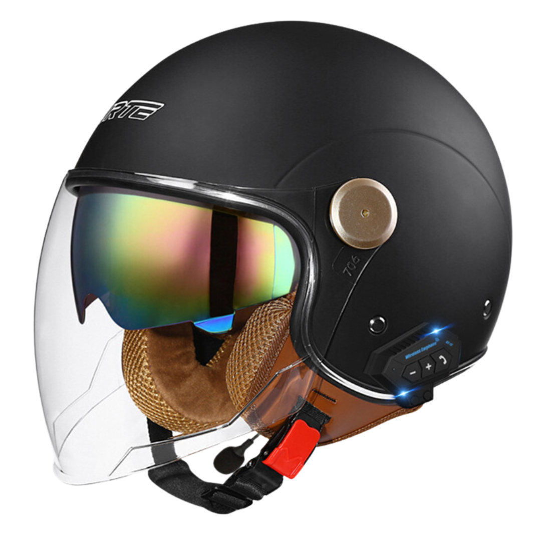 RetroRide Smart Bluetooth Open-Face Motorcycle Helmet with Dual Sun Visors - view 8