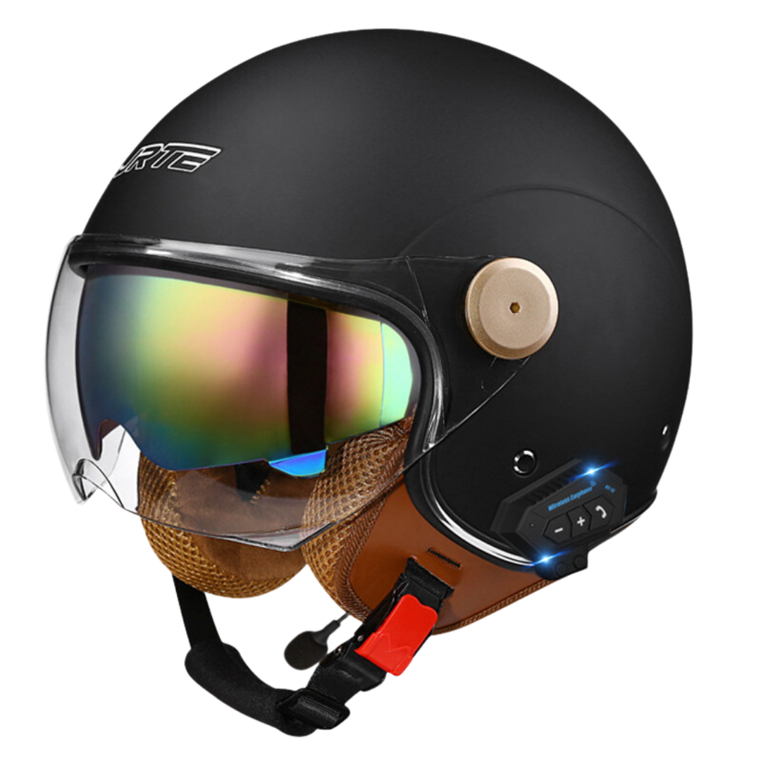 RetroRide Smart Bluetooth Open-Face Motorcycle Helmet with Dual Sun Visors - view 6