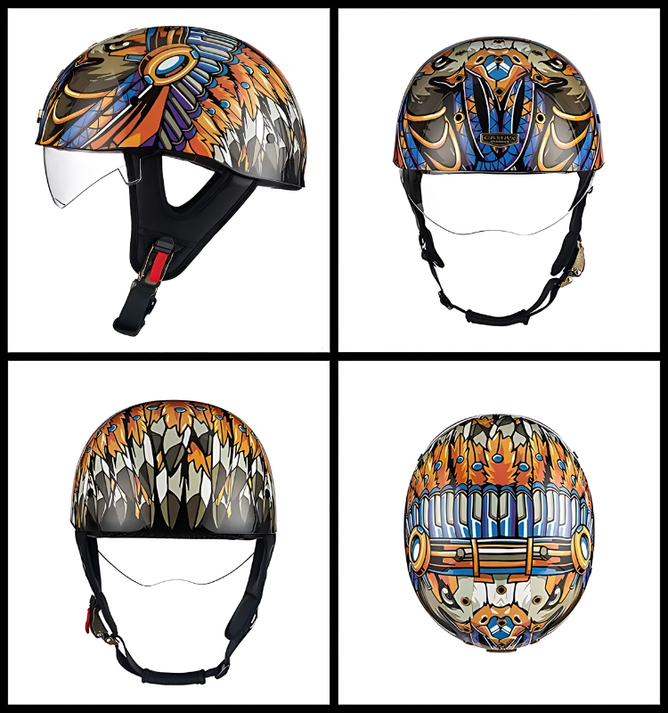 SleekShell Vintage Half Helmet with Visor - view 3