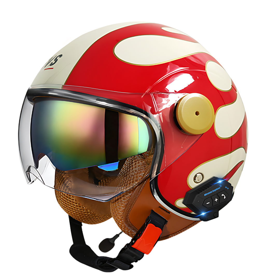 RetroRide Smart Bluetooth Open-Face Motorcycle Helmet with Dual Sun Visors - view 34