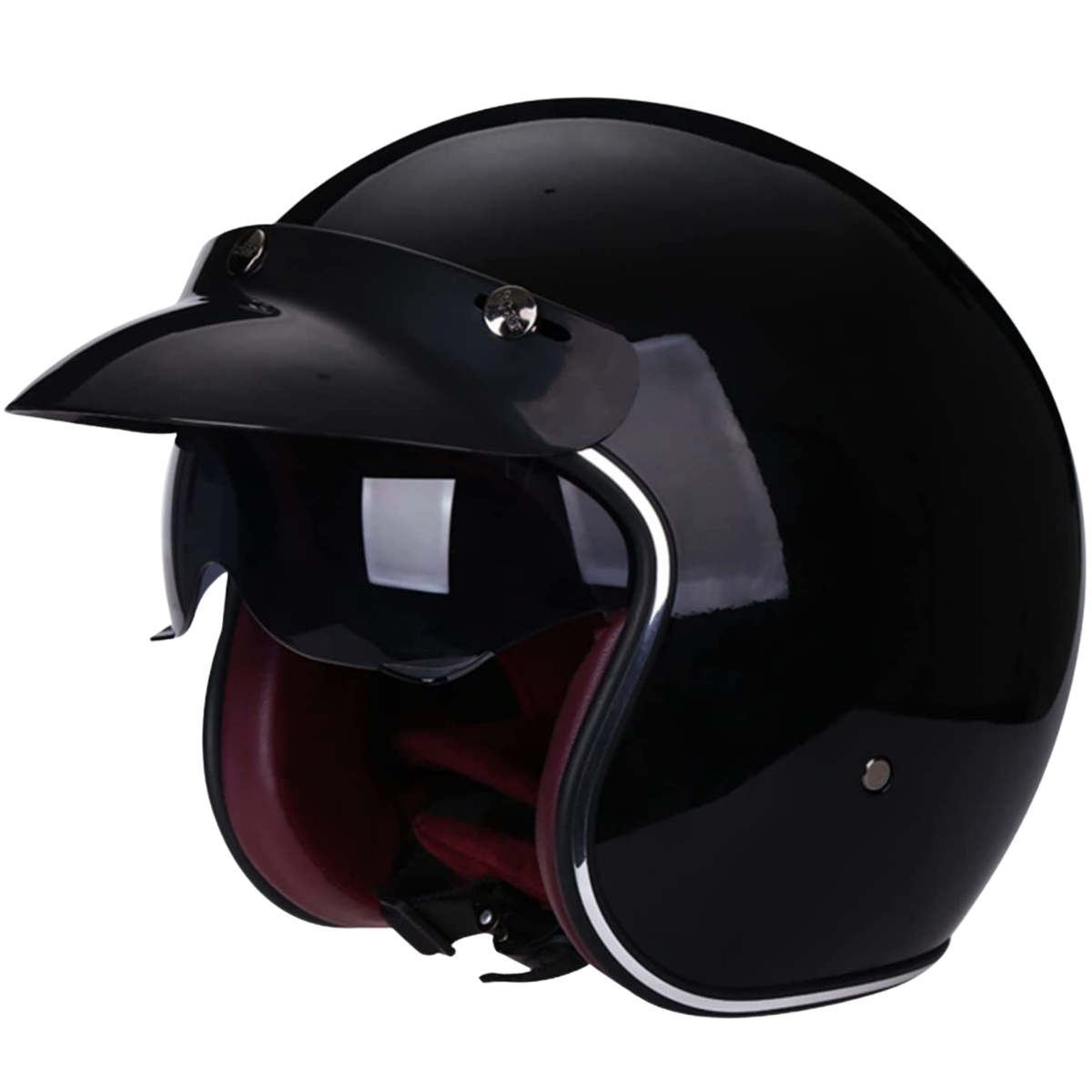Vintage Open Face Helmet - Retractable Visor - view 3