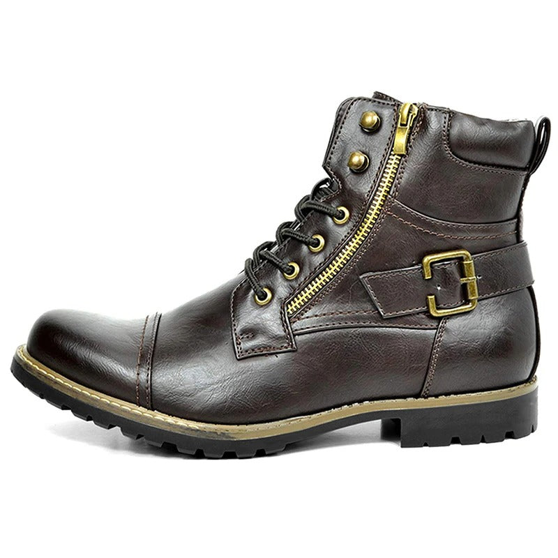 Motorcycle Winter Leather Ankle Boots - view 4