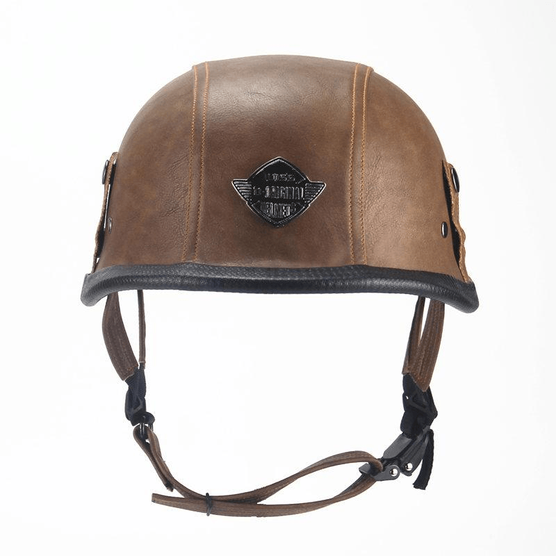 German Leather Half Helmet - Vintage Brown - view 4