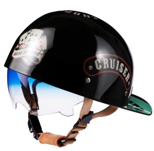 Baseball Motorcycle Helmet Built-in Visor - view 4