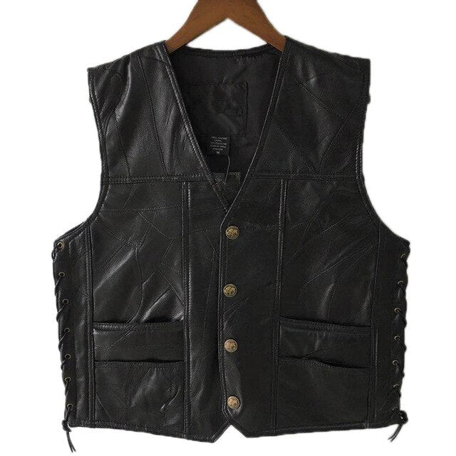 Classic Leather Biker Vest - view 8
