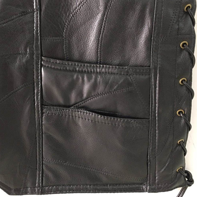 Classic Leather Biker Vest - view 10