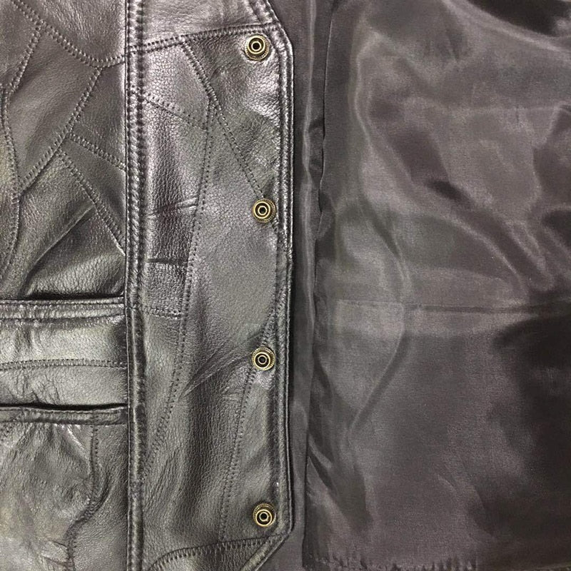 Classic Leather Biker Vest - view 6