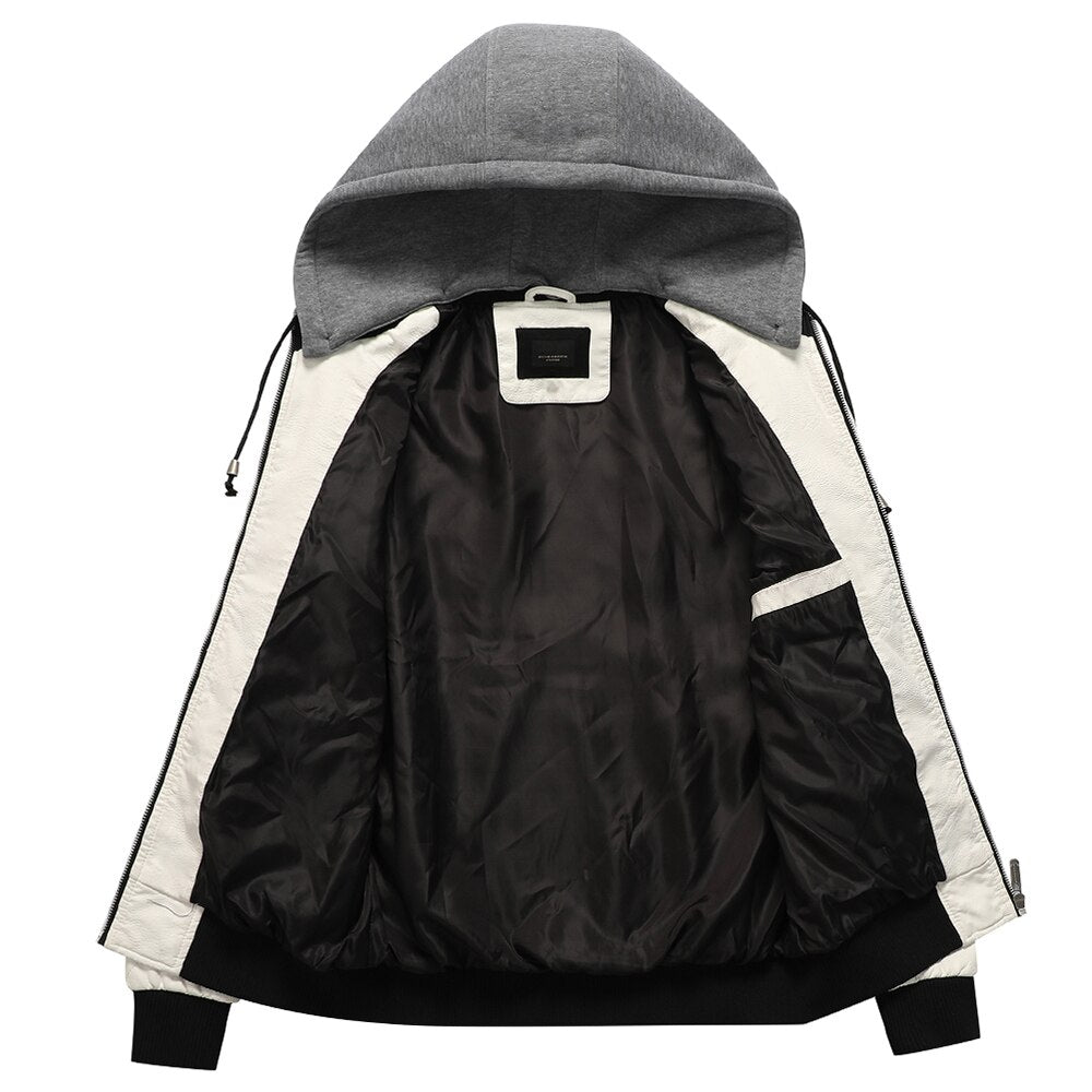 Biker Winter Jacket with Detachable Hood - view 8