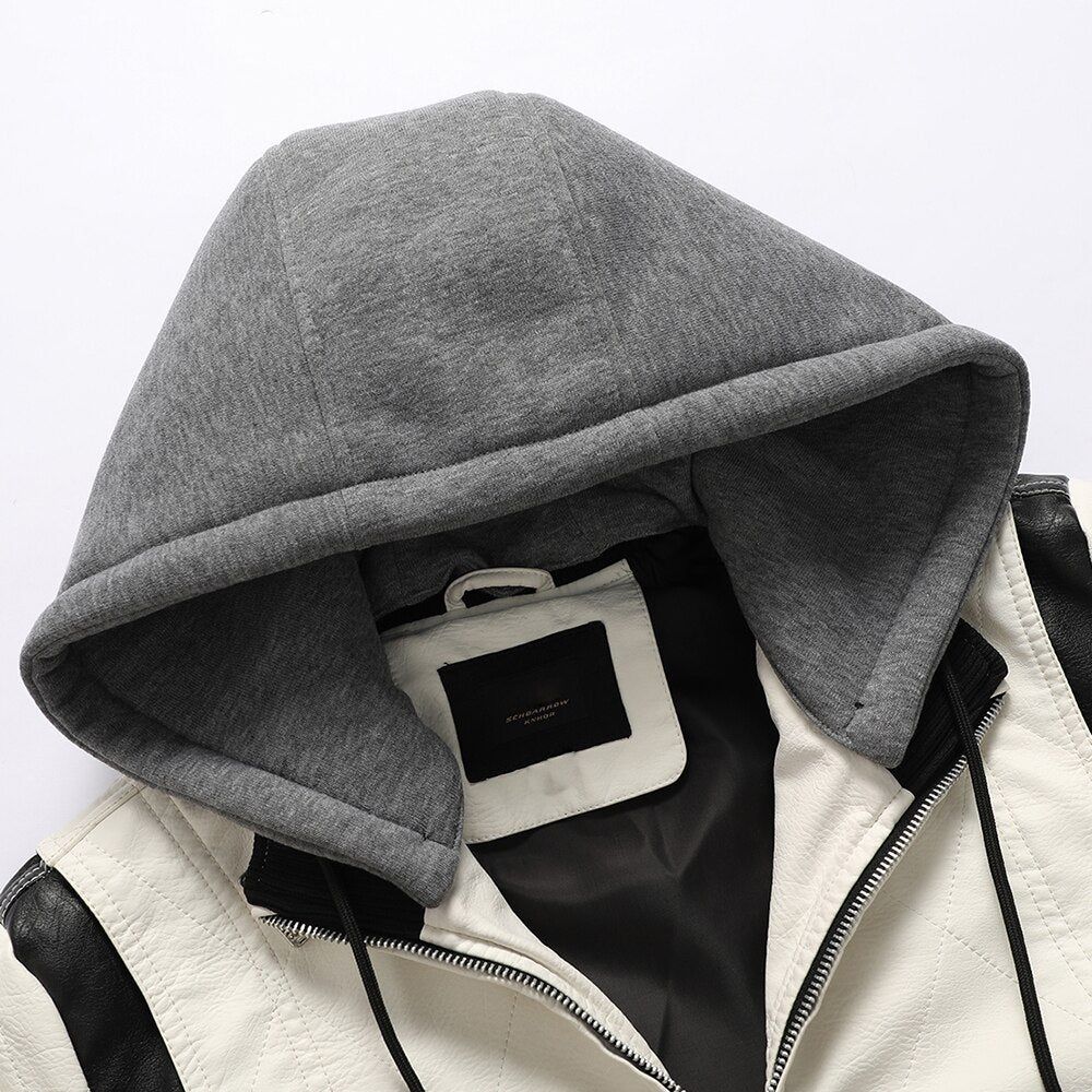 Biker Winter Jacket with Detachable Hood - view 4