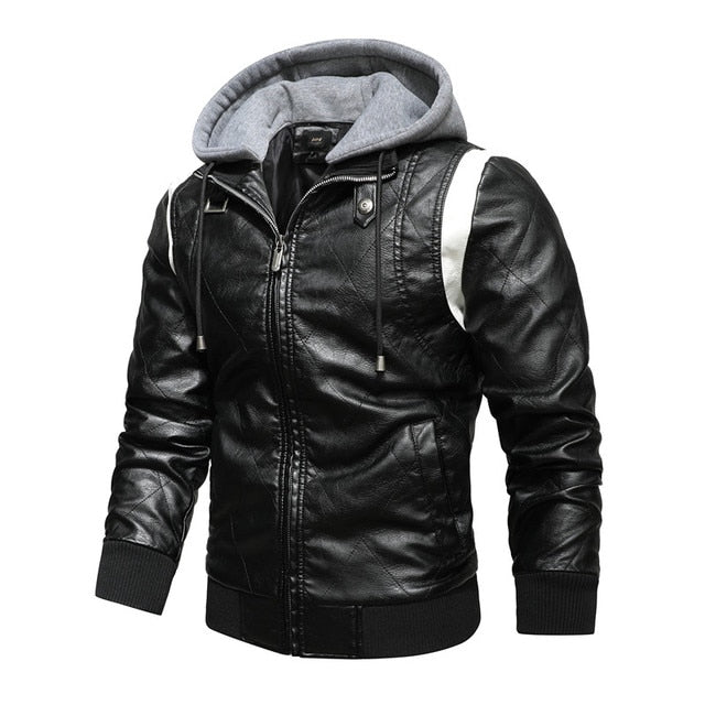 Biker Winter Jacket with Detachable Hood