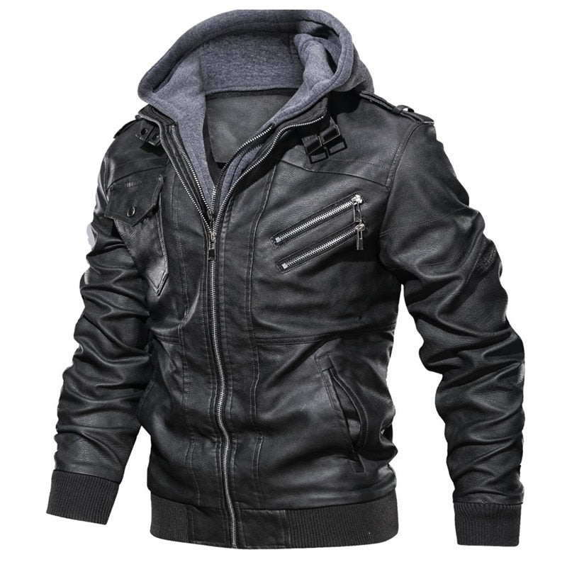 Titan Leather Motorcycle Jacket Hooded - view 3