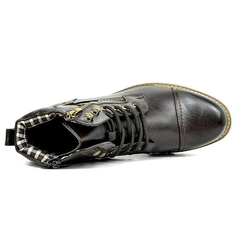 Motorcycle Winter Leather Ankle Boots - view 12