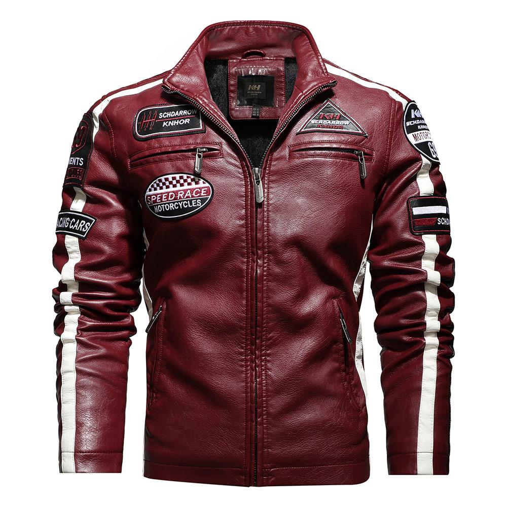 Racing Pilot Style Motorcycle Leather Jacket - view 2
