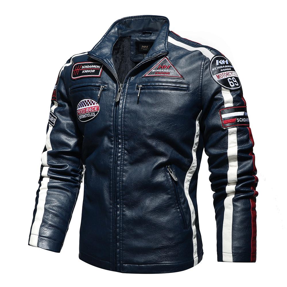 Racing Pilot Style Motorcycle Leather Jacket - view 14