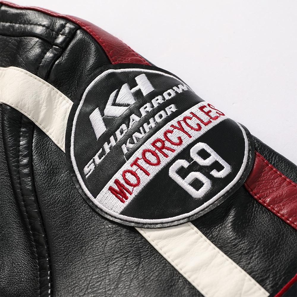 Racing Pilot Style Motorcycle Leather Jacket - view 8