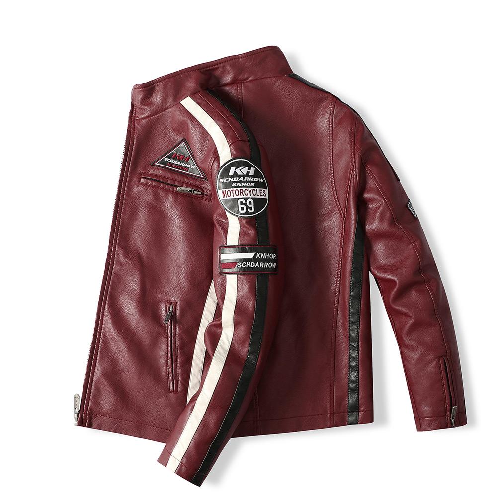 Racing Pilot Style Motorcycle Leather Jacket - view 5
