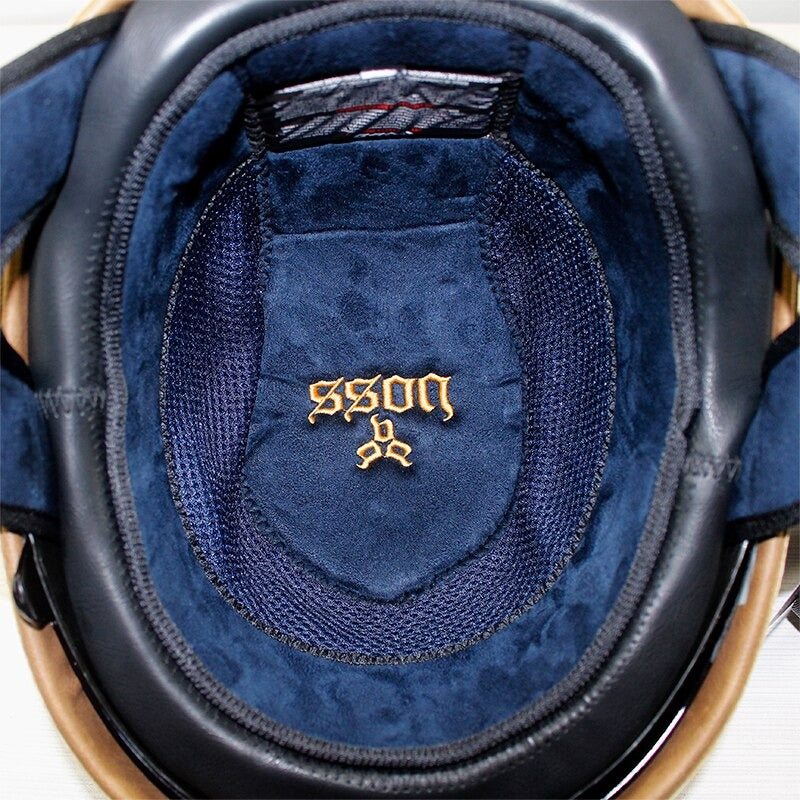 Retro Leather Half Helmet - Retractable Visor - view 4