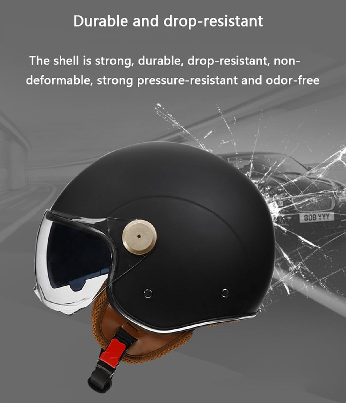 RetroRide Smart Bluetooth Open-Face Motorcycle Helmet with Dual Sun Visors - view 3