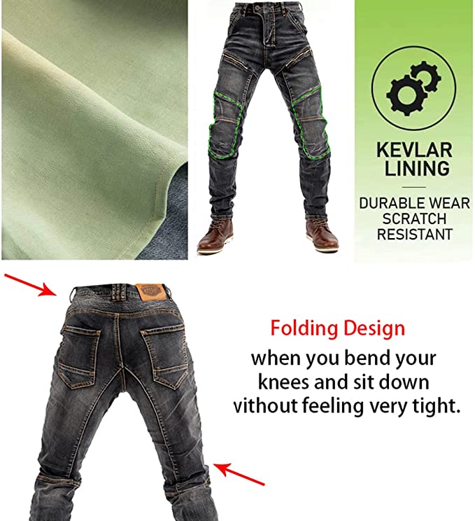 Motorcycle Riding Jeans Kevlar Motorbike Racing Pants with Removable Armored - view 11