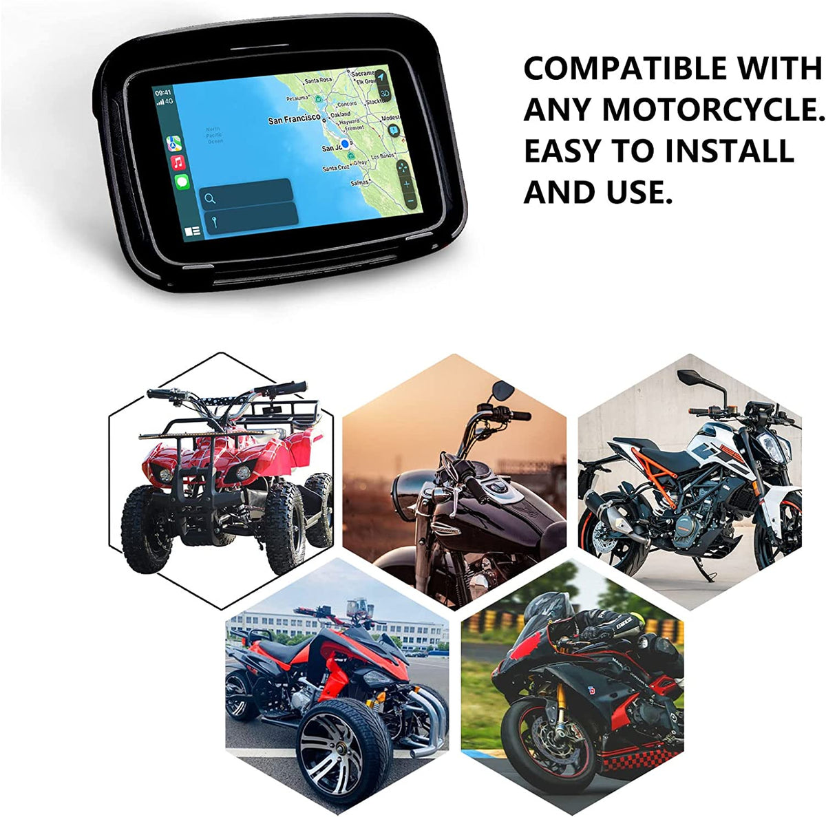 All-Terrain Motorcycle GPS Navigation Device with Wireless CarPlay/Wireless Android Auto, 5" - view 2