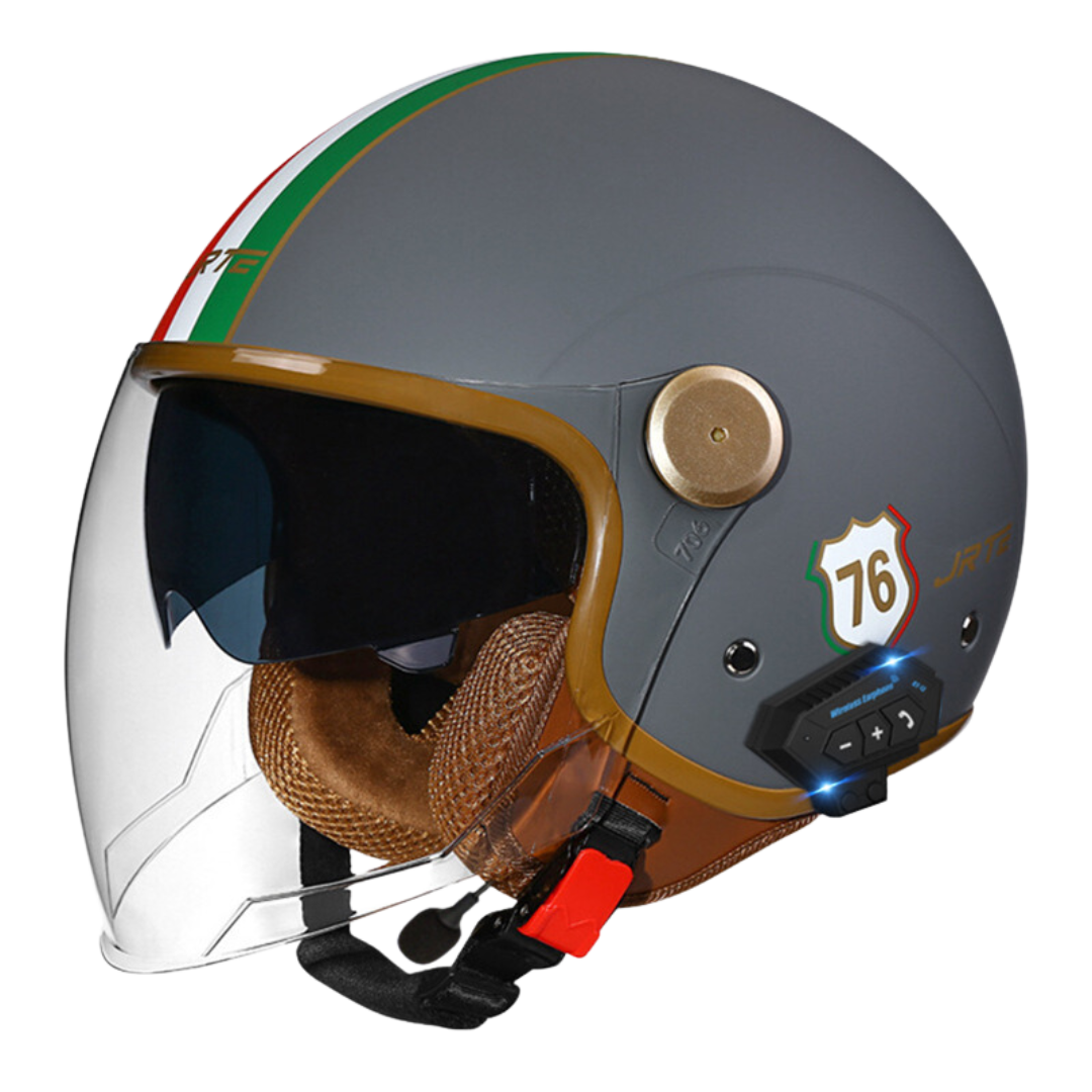 RetroRide Smart Bluetooth Open-Face Motorcycle Helmet with Dual Sun Visors - view 9